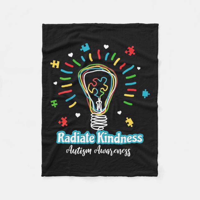 Radiate Kindness Lightbulle Autismus Awareness Tea Fleecedecke (Vorderseite)