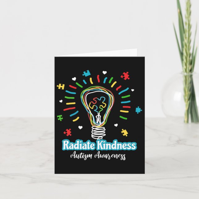 Radiate Kindness Lightbulle Autismus Awareness Tea Karte (Vorderseite)
