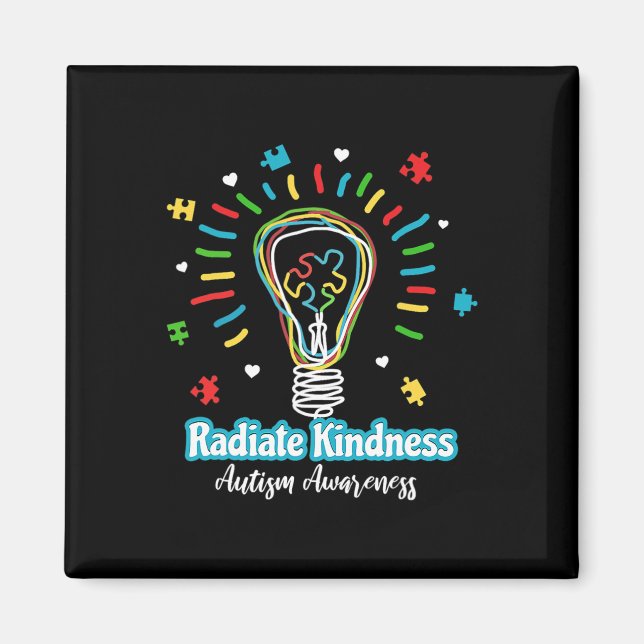 Radiate Kindness Lightbulle Autismus Awareness Tea Magnet (Vorne)