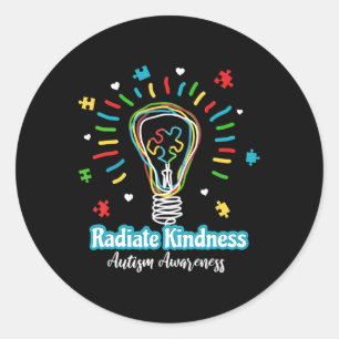 Radiate Kindness Lightbulle Autismus Awareness Tea Runder Aufkleber