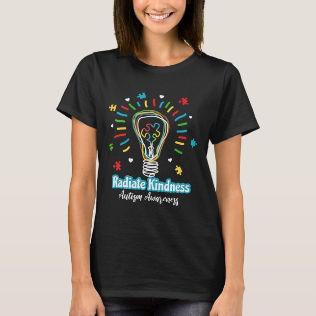 Radiate Kindness Lightbulle Autismus Awareness Tea T-Shirt (Vorderseite)