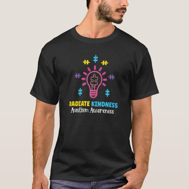 Radiate Kindness Lightbulle Autismus Awareness Tea T-Shirt (Vorderseite)