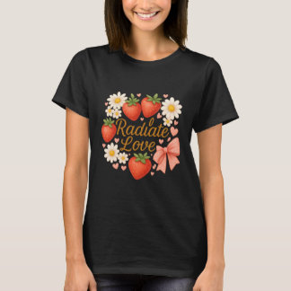 Radiate Love Erdbeer-Blumendesign T-Shirt