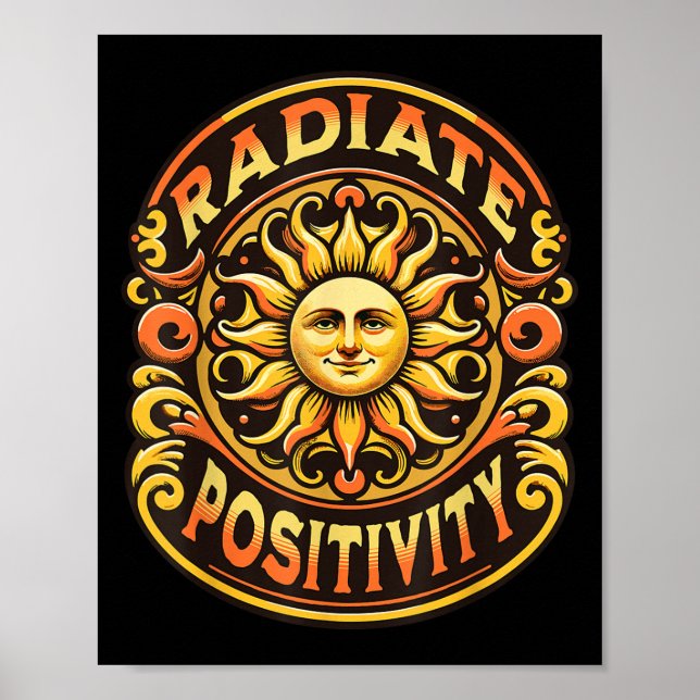 Radiate Sitivity Vintage Sun Insrational Motivatio Poster (Vorne)