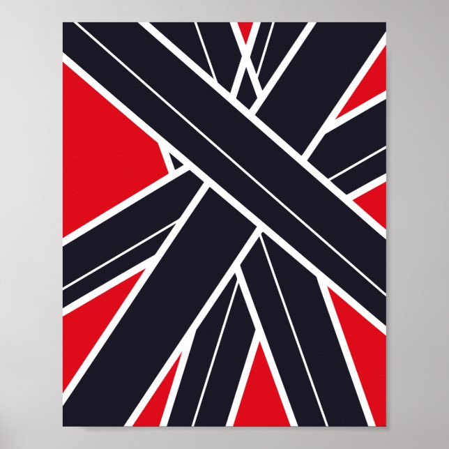 Radiating Black Stripes on Light Red Background Poster (Vorne)