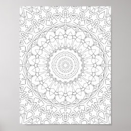 Radiating Star Petal Mandala Design Poster