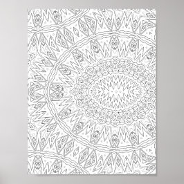 Radiating Tribal Sunburst Mandala Pattern Design Poster