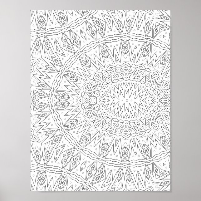 Radiating Tribal Sunburst Mandala Pattern Design Poster (Vorne)