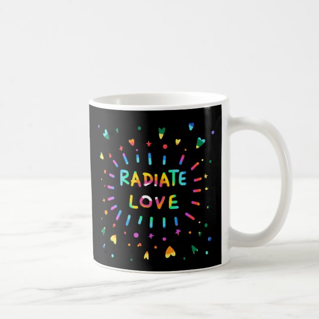 Radiation Liebe Happy Colorful Rainbow Herzermalun Kaffeetasse (Rechts)