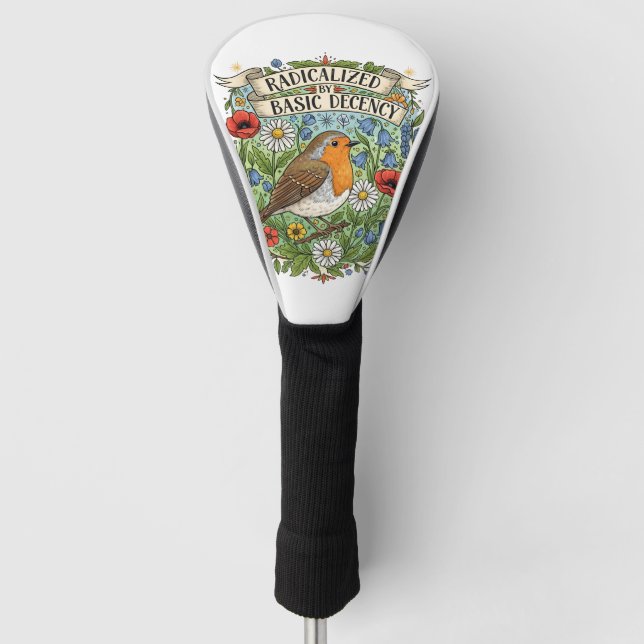 Radicalized by Basic Decency Aesthetic Art Bird Golf Headcover (Vorderseite)