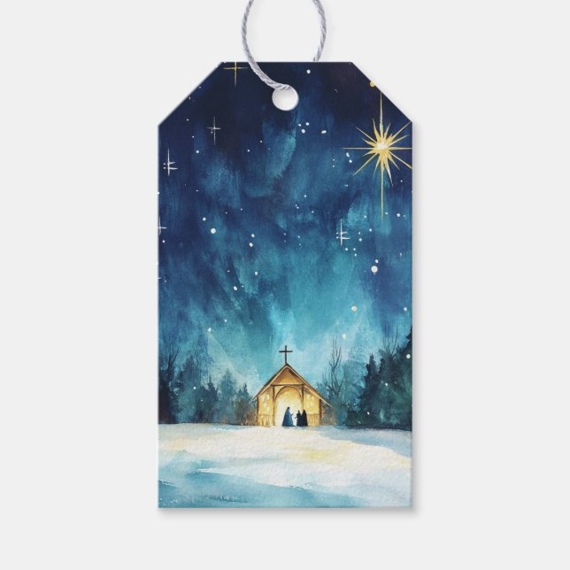 Radierer Weihnachtsstern über Bethlehem Geschenkanhänger (Vorderseite)