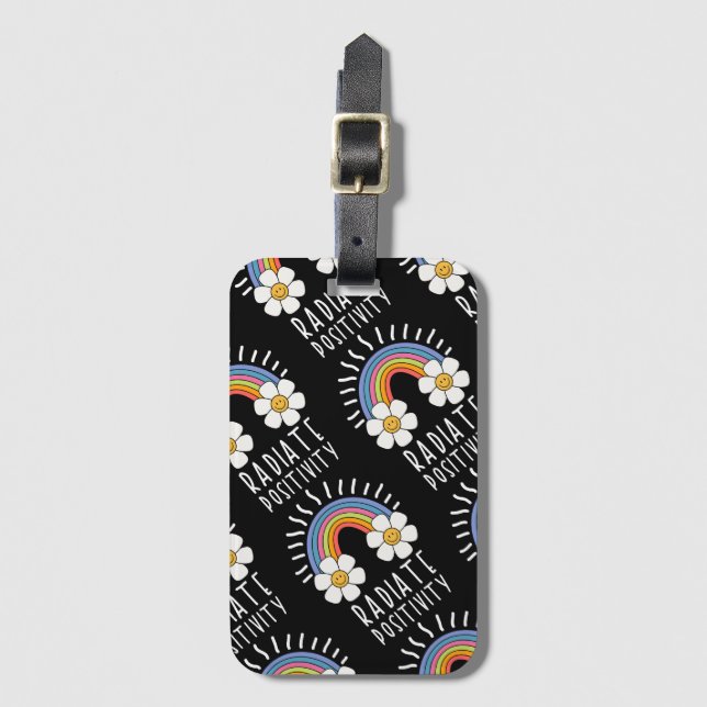 Radierposition | Farbiger Regenbogen und Blume Gepäckanhänger (Vorderseite Vertikal)