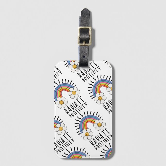 Radierposition | Farbiger Regenbogen und Blume Gepäckanhänger (Vorderseite Vertikal)