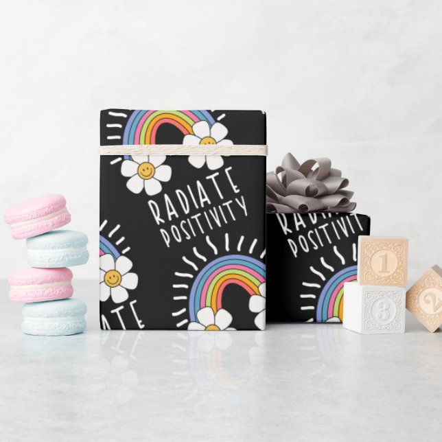 Radierposition | Farbiger Regenbogen und Blume Geschenkpapier (Babyparty)