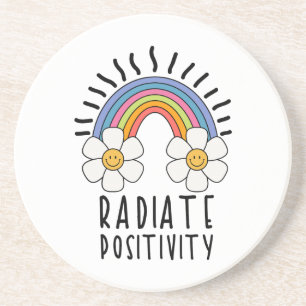 Radierposition   Farbiger Regenbogen und Blume Getränkeuntersetzer