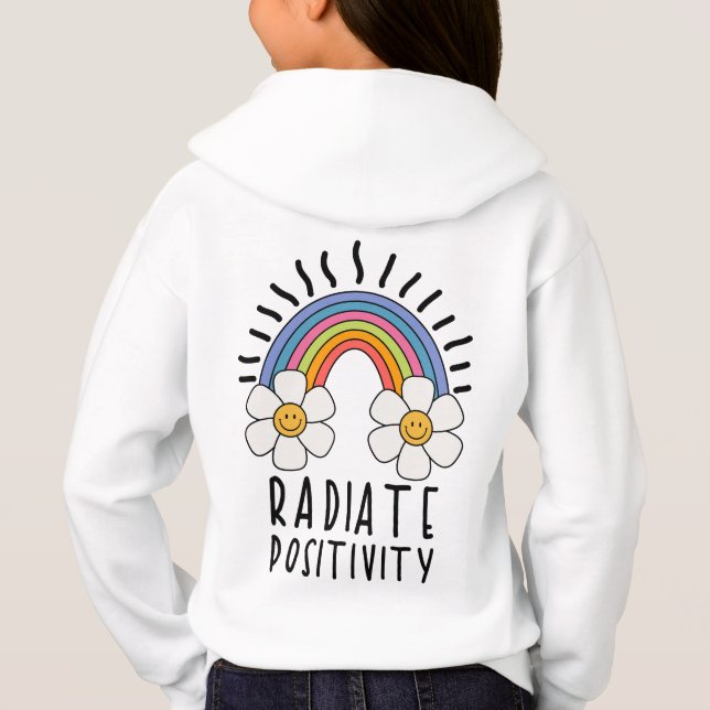 Radierposition | Farbiger Regenbogen und Blume Hoodie (Rückseite)