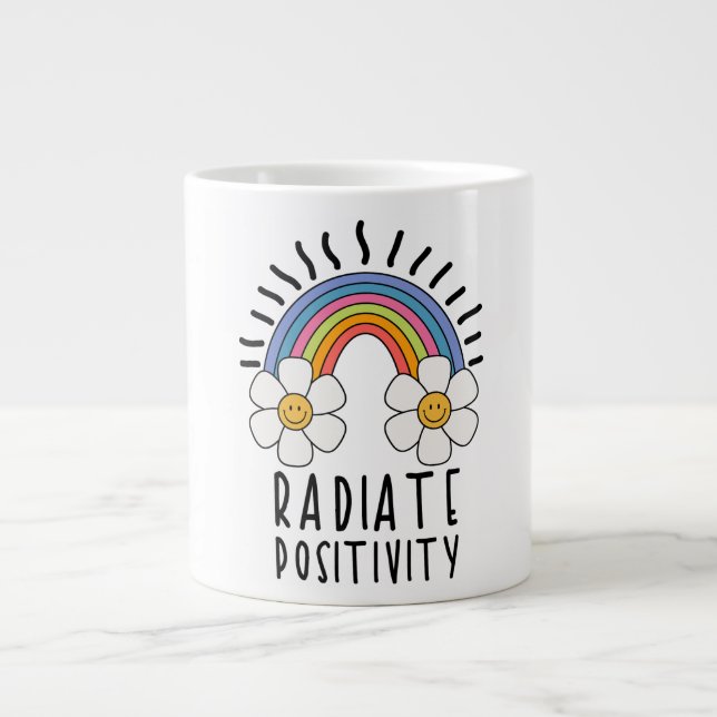 Radierposition | Farbiger Regenbogen und Blume Jumbo-Tasse (Vorderseite)