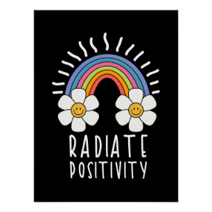 Radierposition Farbiger Regenbogen und Blume Poster