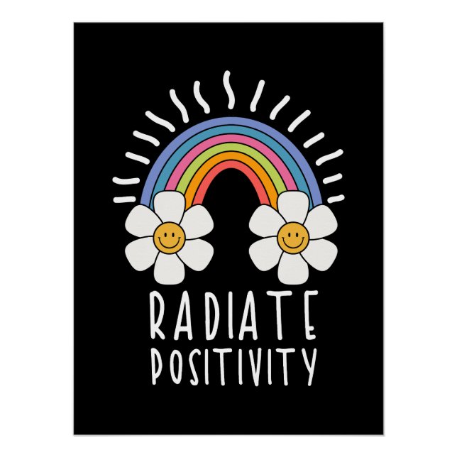 Radierposition | Farbiger Regenbogen und Blume Poster (Vorderseite)