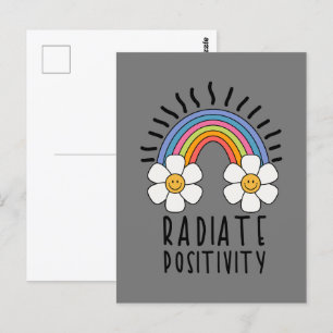 Radierposition   Farbiger Regenbogen und Blume Postkarte