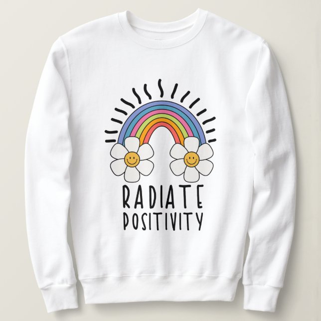 Radierposition | Farbiger Regenbogen und Blume Sweatshirt (Design vorne)
