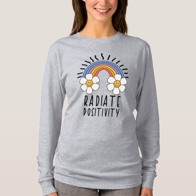 Radierposition | Farbiger Regenbogen und Blume T-Shirt (Vorderseite)