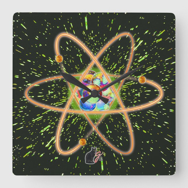 Radikal Atomisch Quadratische Wanduhr (Vorderseite)
