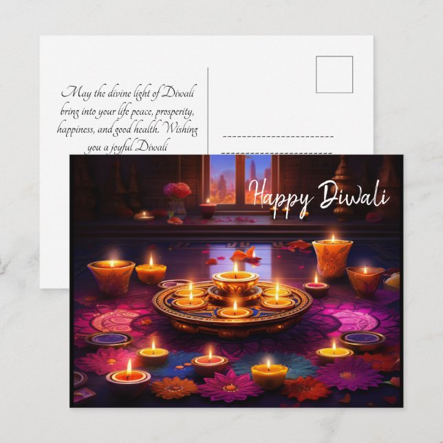 Radikale Festlichkeiten: Eine Diwali-Feier Postkarte (Vorne/Hinten)