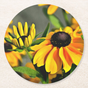 Radikale Golden Black Mit Augen Susan Rudbeckias Runder Pappuntersetzer