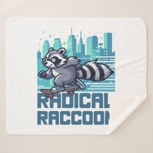 Radikaler Raccoon Urban Skateboarder Sherpadecke