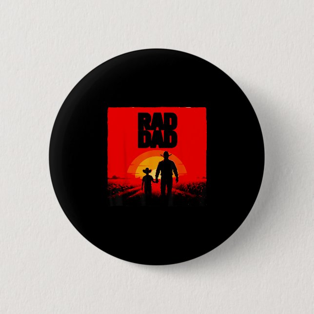 Radikaler Vater und Sohn Bauer Western-Sonnenunter Button (Vorderseite)