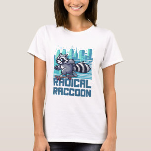 Radikaler Waschbär städtischer Skateboarder T-Shirt