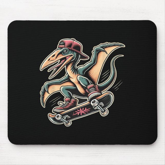 Radikales Skateboarding Pterodaktylus Dinosaurier  Mousepad (Vorne)