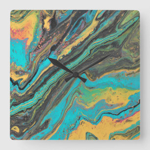 Radio King 3 Türkis Geode Abstrakte Wall Clock Quadratische Wanduhr