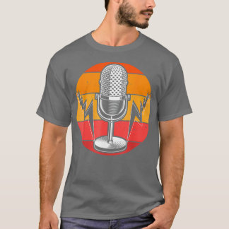 Radio Podcasting Retro Sunset Mikrofon T-Shirt