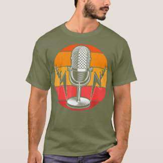 Radio Podcasting Retro Sunset Mikrofon T-Shirt