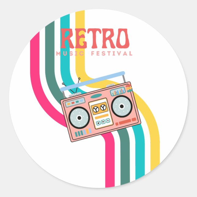 Radio Retro Runder Aufkleber (Vorderseite)