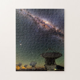 Radio Teleskop und die Milchstraße oben Puzzle