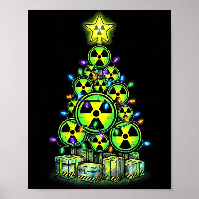Radioactive Christmas Tree Graphic Nuclear Warning Poster (Vorne)