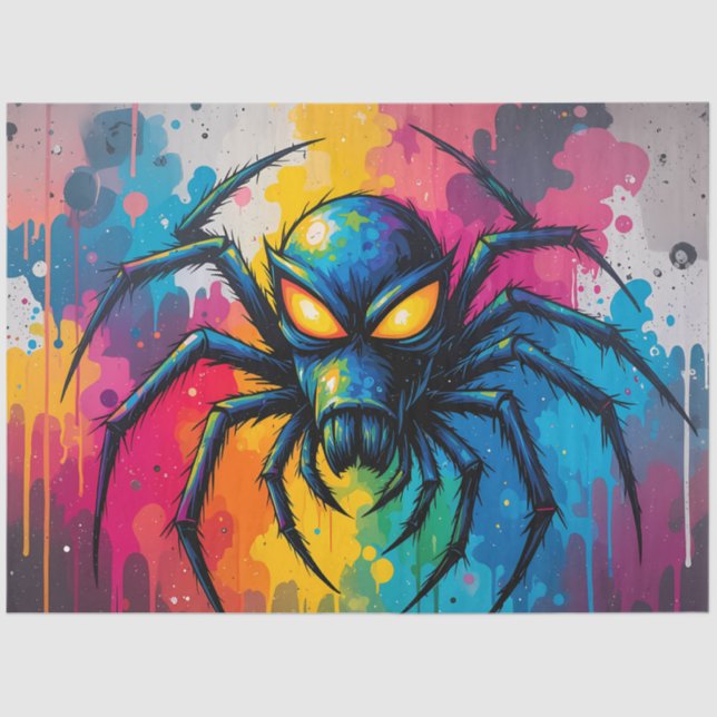 Radioactive Neon Spider Graffiti Decoupage Paper Seidenpapier (Vorderseite)