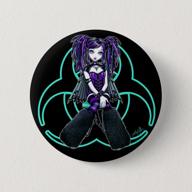 Radioaktiver feenhafter Knopf "Reagans" Cybergoth Button (Vorderseite)