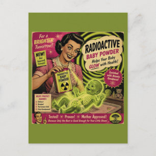 Radioaktives Baby-Puder Retro-Werbeanzeige Sci-Fi Postkarte