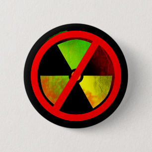 Radioaktives Grunge-No-Nukes-Symbol Button