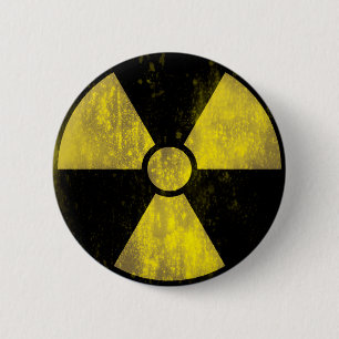 Radioaktives Warnzeichen Coole Grunge Button