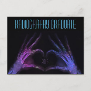 "Radiographie Graduate" lila Röntgenherz Einladungspostkarte