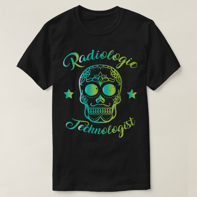 Radiologe Krass Tech Sugar Skull T-Shirt (Design vorne)