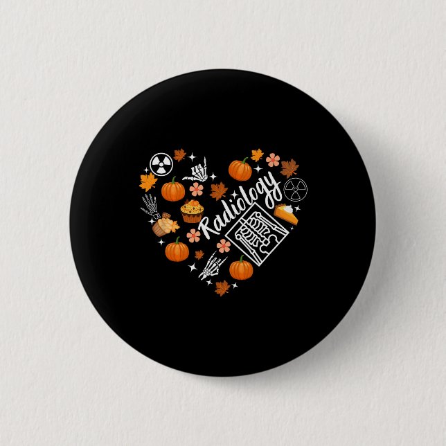 Radiologie Fall Herz Xray Tech Autumn Pumpkin als Button (Vorderseite)