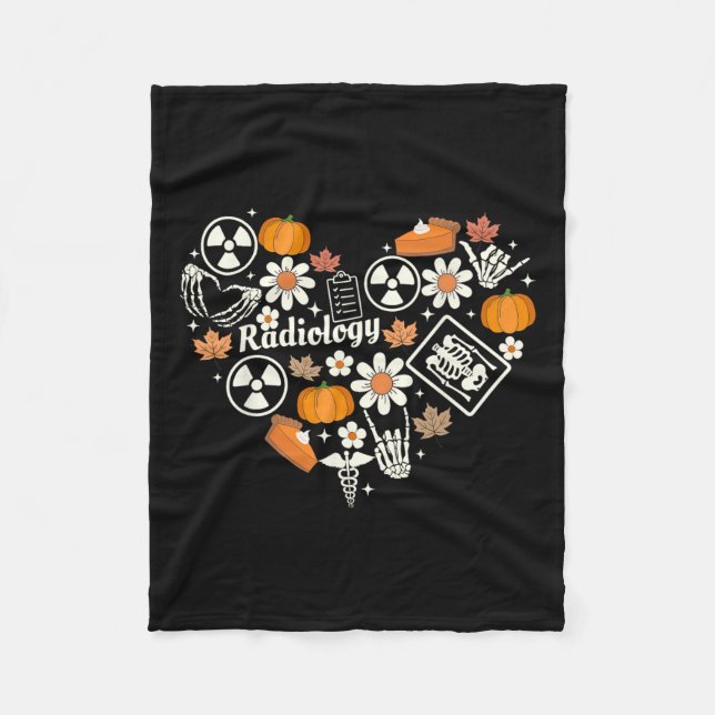Radiologie Fall Herz Xray Tech Autumn Pumpkin als Fleecedecke (Vorderseite)