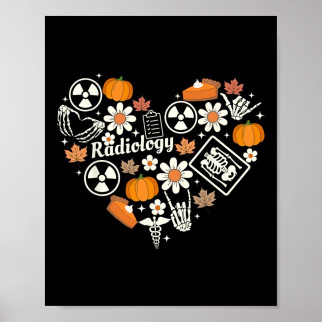 Radiologie Fall Herz Xray Tech Autumn Pumpkin als Poster (Vorne)