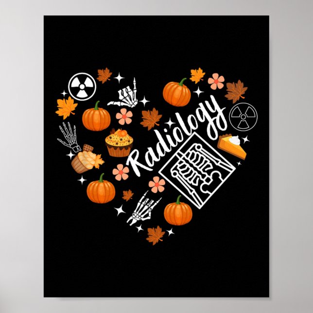 Radiologie Fall Herz Xray Tech Autumn Pumpkin als Poster (Vorne)